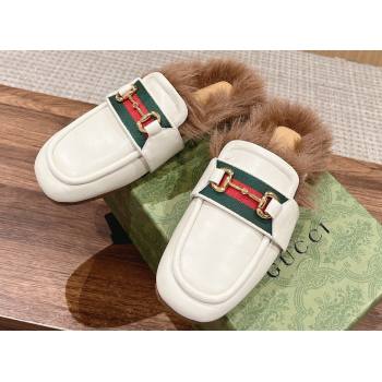 Gucci Horsebit with Web Wooly fabric lining slipper White 2024 (siyate-23121923)