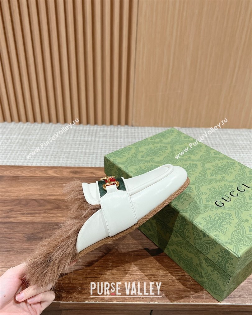 Gucci Horsebit with Web Wooly fabric lining slipper White 2024 (siyate-23121923)