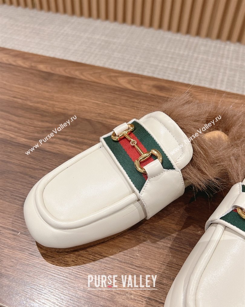 Gucci Horsebit with Web Wooly fabric lining slipper White 2024 (siyate-23121923)