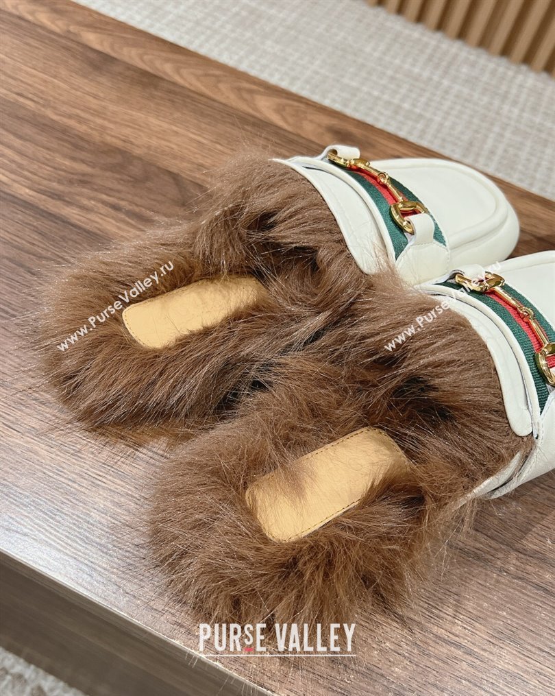 Gucci Horsebit with Web Wooly fabric lining slipper White 2024 (siyate-23121923)