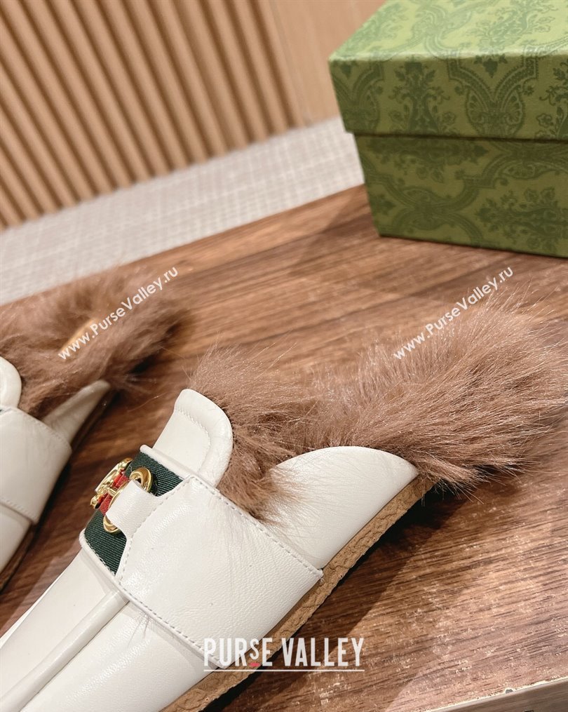 Gucci Horsebit with Web Wooly fabric lining slipper White 2024 (siyate-23121923)