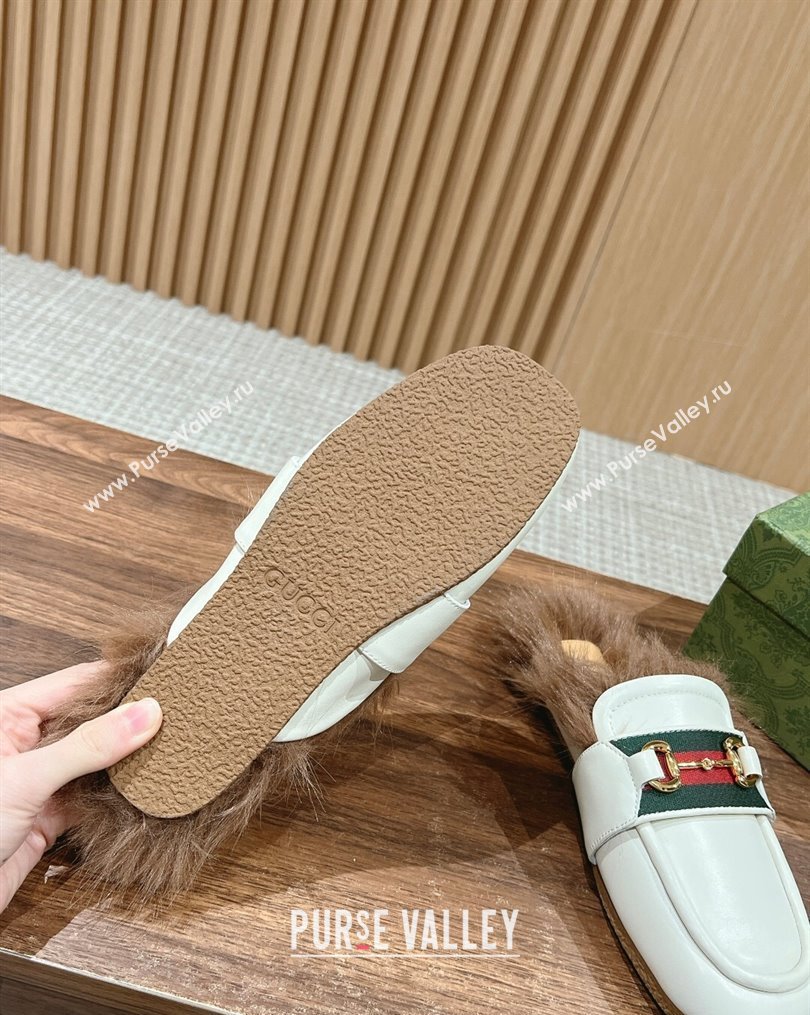 Gucci Horsebit with Web Wooly fabric lining slipper White 2024 (siyate-23121923)