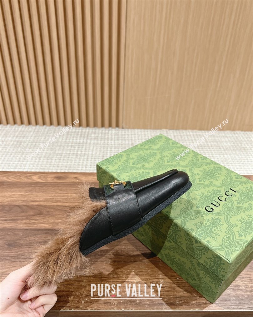 Gucci Horsebit with Web Wooly fabric lining slipper Black 2024 (siyate-23121921)