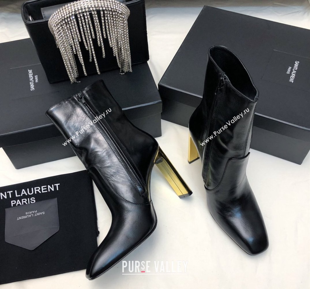 Saint Laurent auteuil booties in glazed leather 755201 Black 2024 (siyate-23121929)
