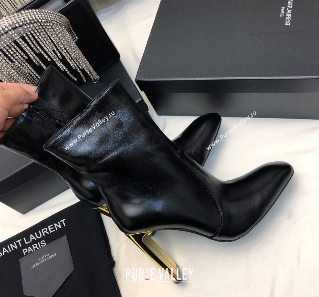Saint Laurent auteuil booties in glazed leather 755201 Black 2024 (siyate-23121929)