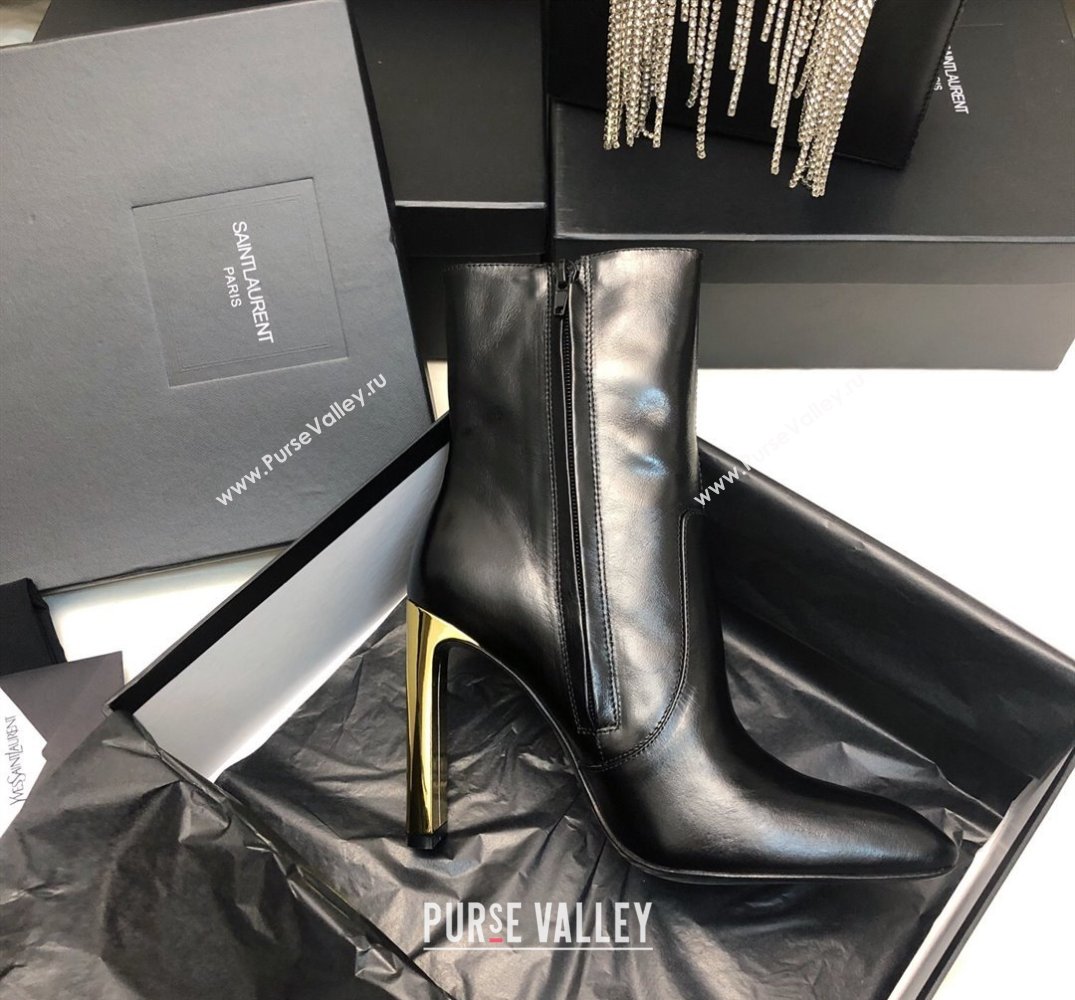 Saint Laurent auteuil booties in glazed leather 755201 Black 2024 (siyate-23121929)