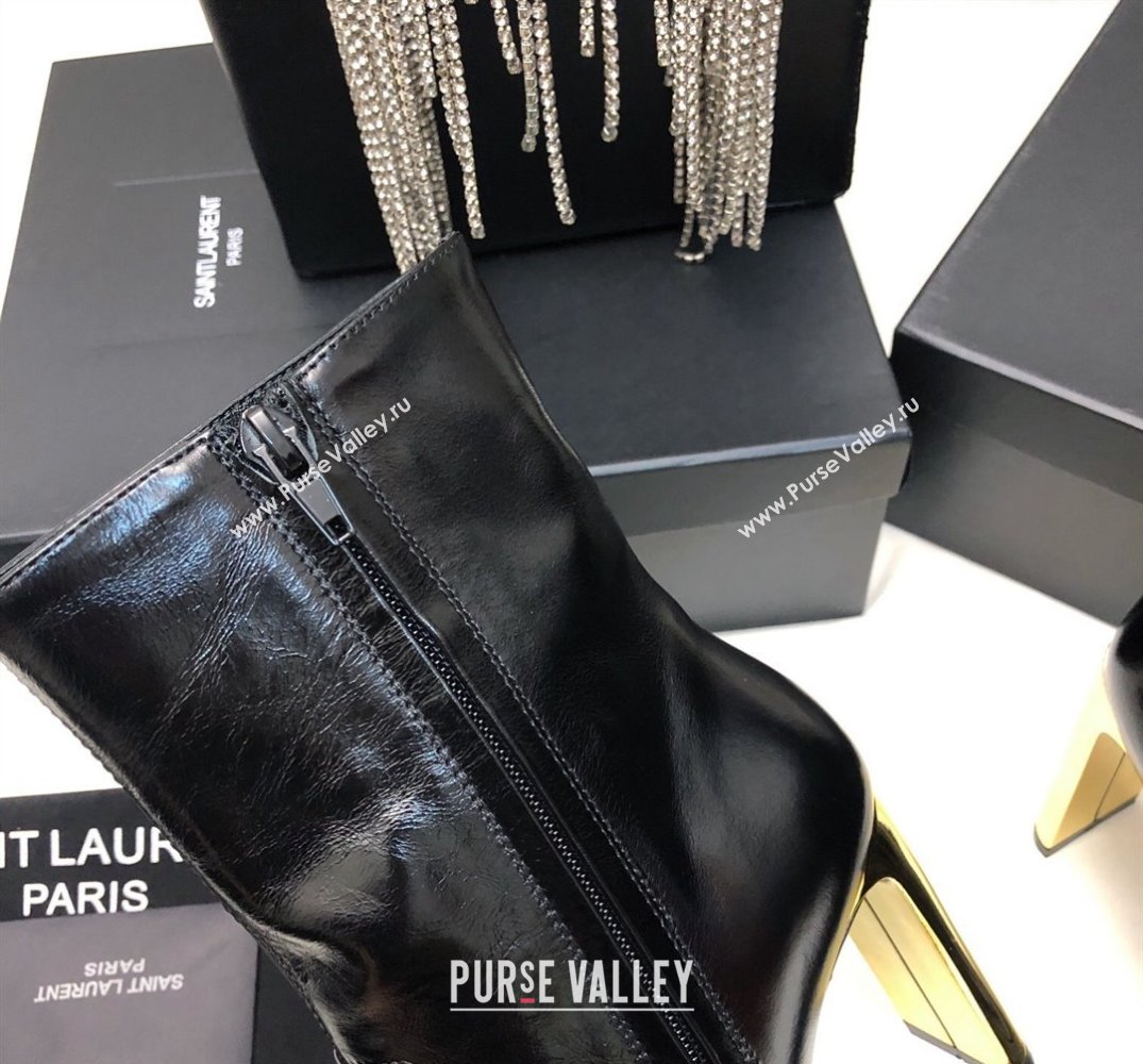 Saint Laurent auteuil booties in glazed leather 755201 Black 2024 (siyate-23121929)