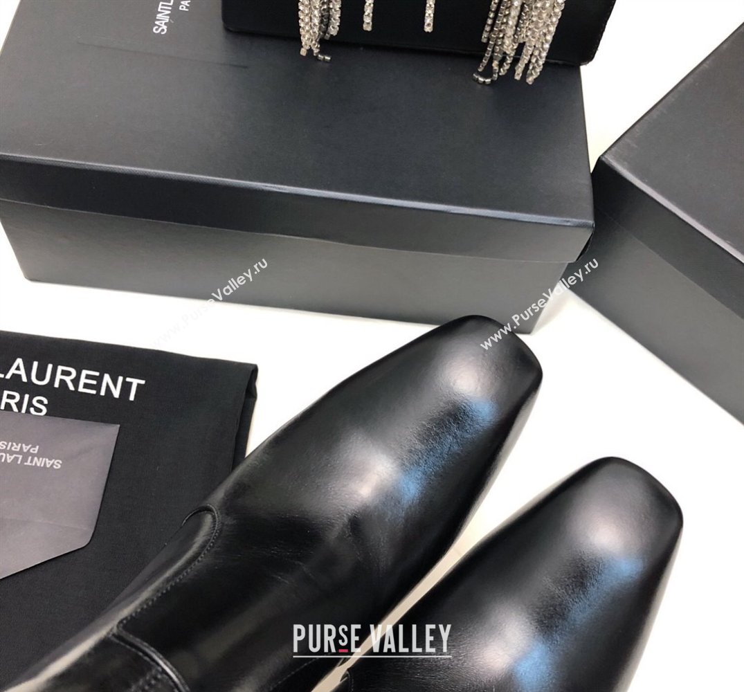 Saint Laurent auteuil booties in glazed leather 755201 Black 2024 (siyate-23121929)