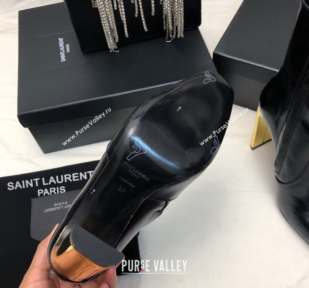 Saint Laurent auteuil booties in glazed leather 755201 Black 2024 (siyate-23121929)