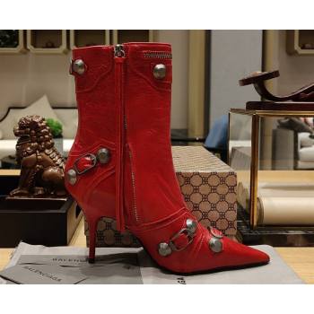 Balenciaga Heel 9cm Cagole Booties in Arena lambskin Red (modeng-23121616)