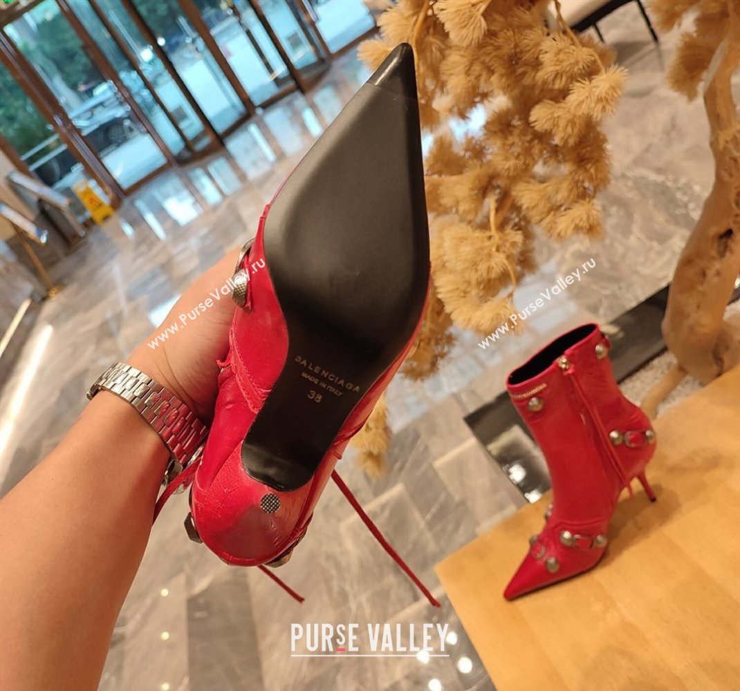 Balenciaga Heel 9cm Cagole Booties in Arena lambskin Red (modeng-23121616)
