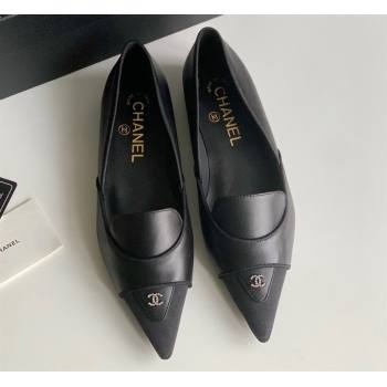 Chanel Crystal CC Logo Vintage Ballet Flats in Lambskin Black 2024 (modeng-23121507)