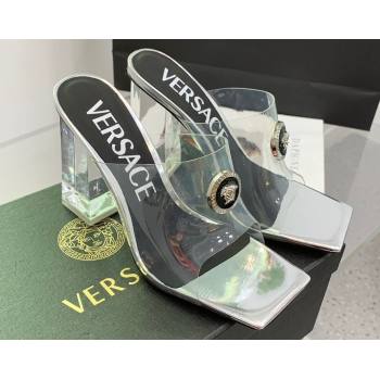 Versace Clear Heel 10cm Medusa hardware Alia Mules PVC Silver 2024 (keer-23121851)