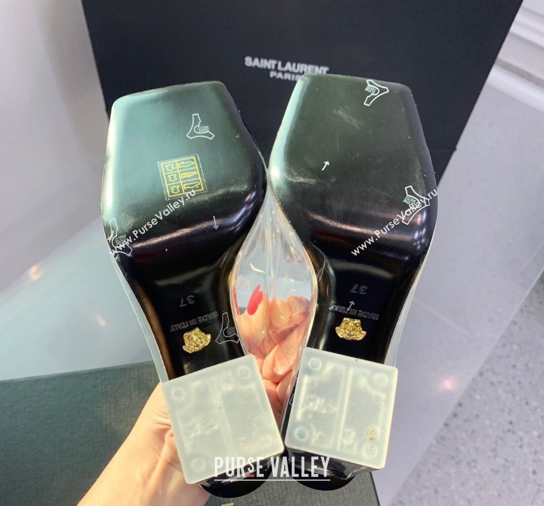 Versace Clear Heel 10cm Medusa hardware Alia Mules PVC Silver 2024 (keer-23121851)