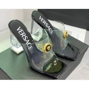 Versace Clear Heel 10cm Medusa hardware Alia Mules PVC Black 2024 (keer-23121846)