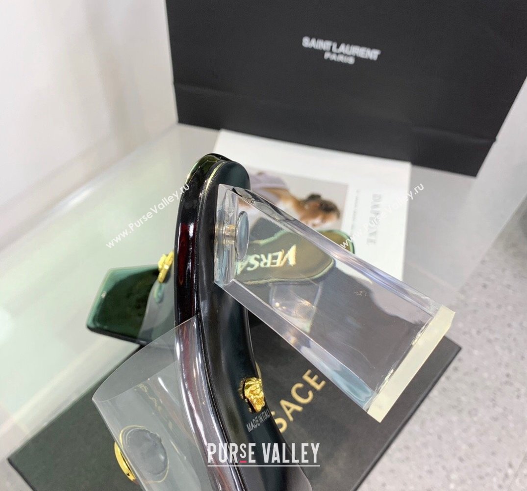 Versace Clear Heel 10cm Medusa hardware Alia Mules PVC Black 2024 (keer-23121846)