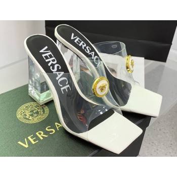 Versace Clear Heel 10cm Medusa hardware Alia Mules PVC White 2024 (keer-23121847)