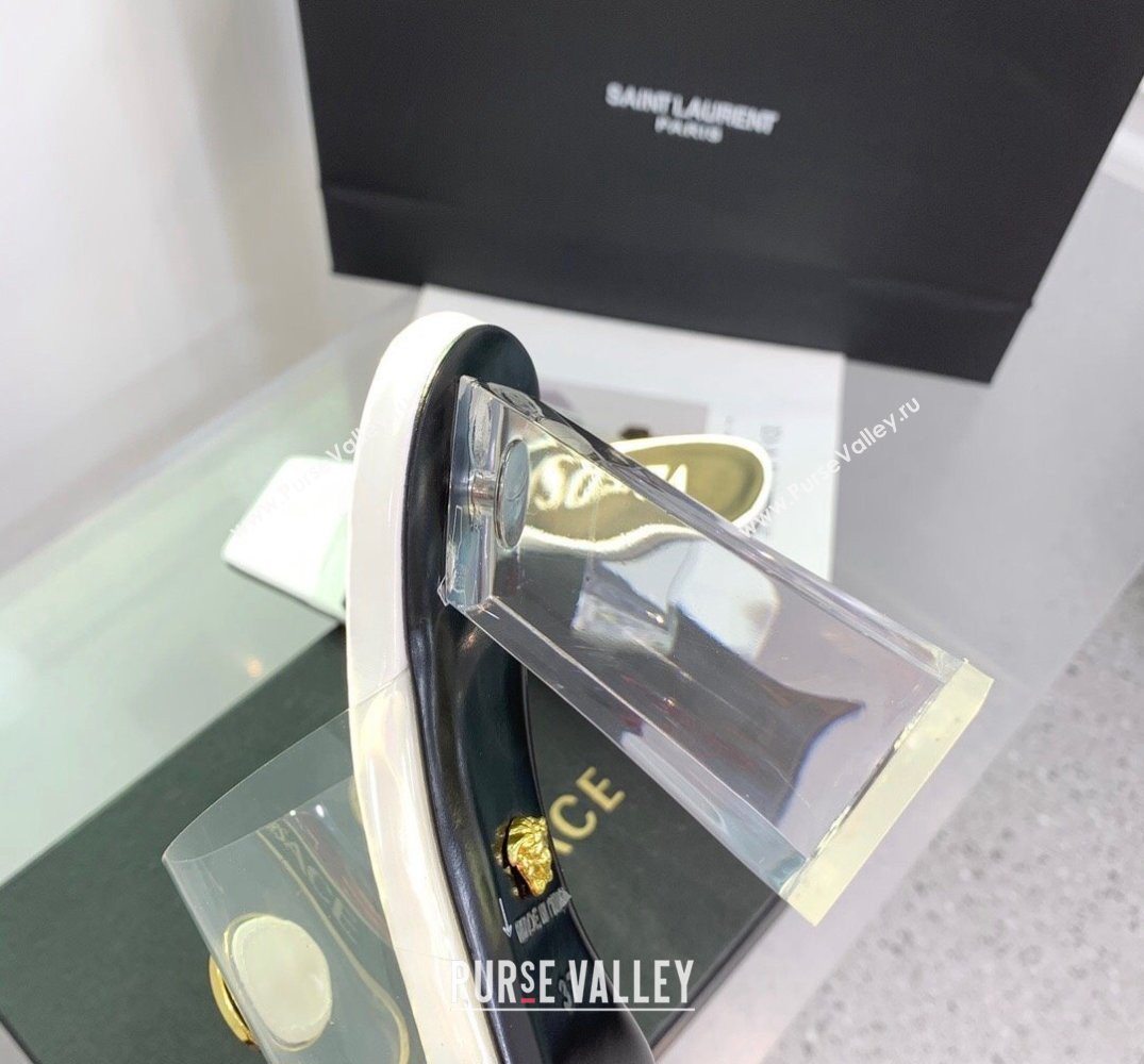 Versace Clear Heel 10cm Medusa hardware Alia Mules PVC White 2024 (keer-23121847)