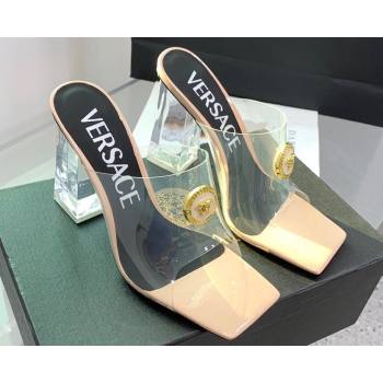 Versace Clear Heel 10cm Medusa hardware Alia Mules PVC Beige 2024 (keer-23121848)