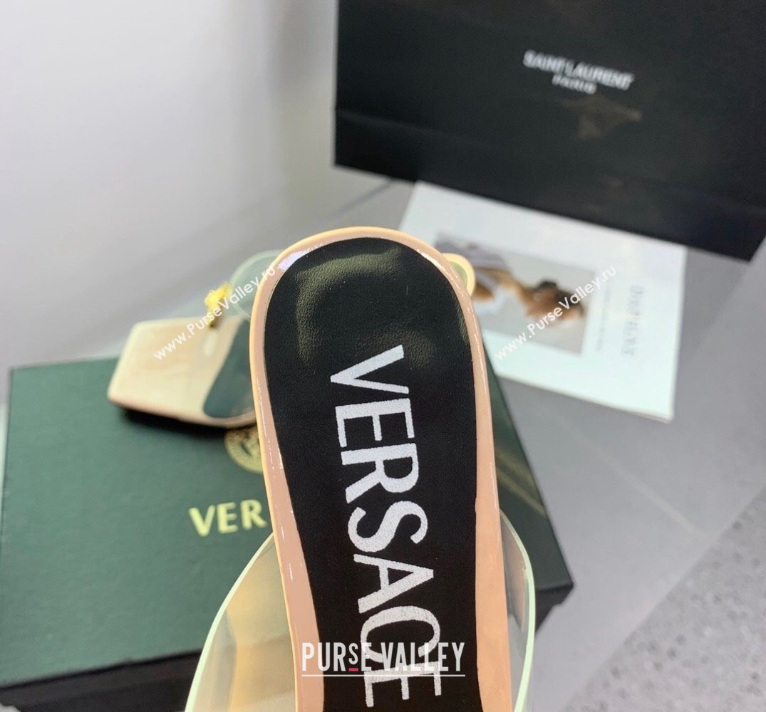 Versace Clear Heel 10cm Medusa hardware Alia Mules PVC Beige 2024 (keer-23121848)