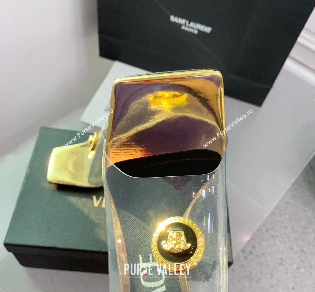 Versace Clear Heel 10cm Medusa hardware Alia Mules PVC Gold 2024 (keer-23121850)