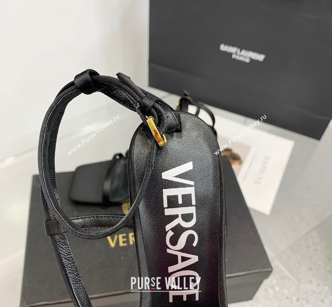 Versace Heel 10.5cm Crystal Medusa 95 Sandals Satin Black 2024 (keer-23121837)