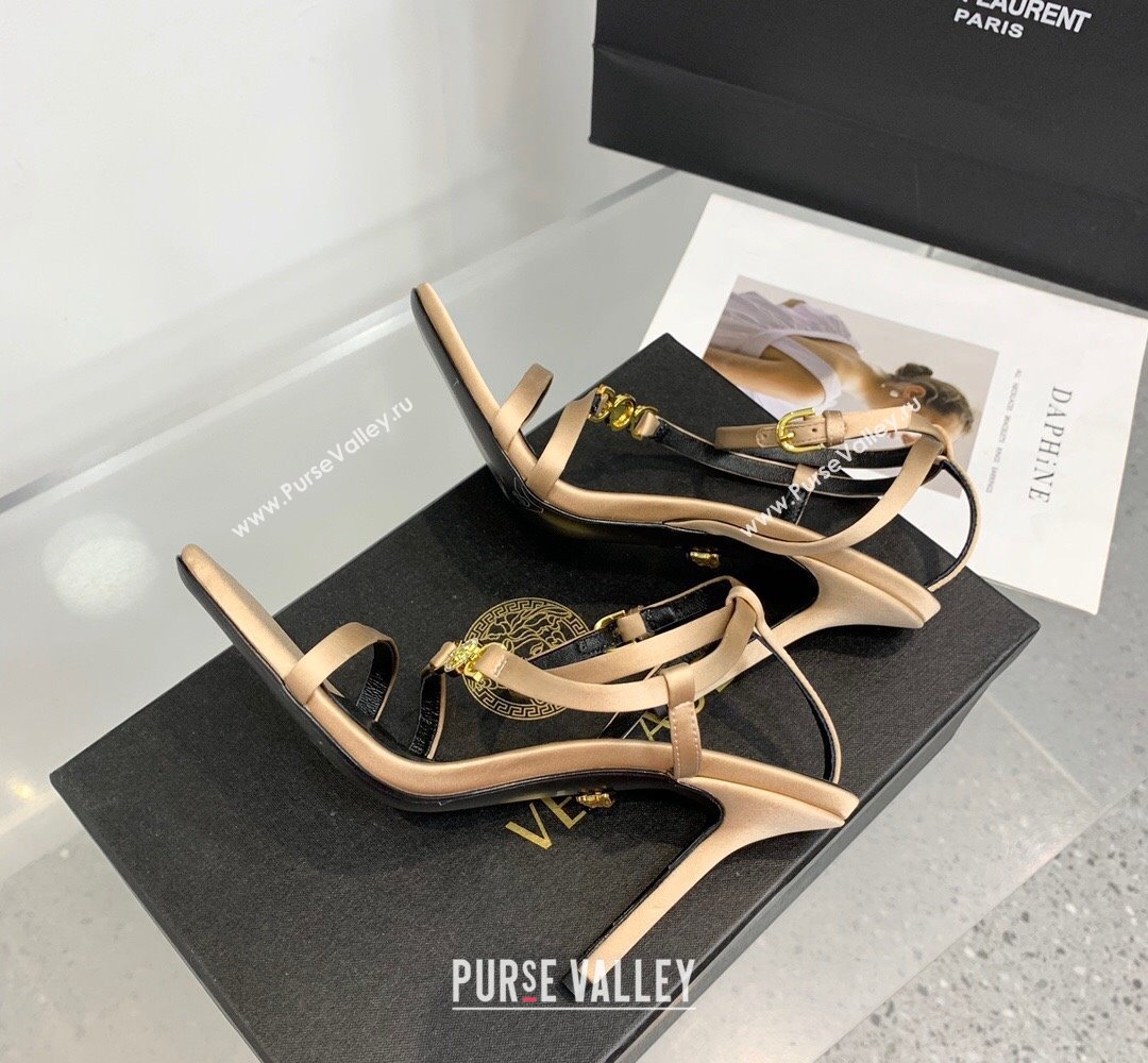 Versace Heel 10.5cm Crystal Medusa 95 Sandals Satin Beige 2024 (keer-23121838)