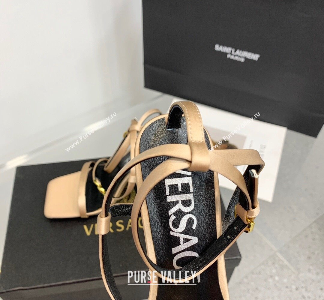 Versace Heel 10.5cm Crystal Medusa 95 Sandals Satin Beige 2024 (keer-23121838)