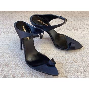 Saint Laurent Heel 10cm dive mules in crepe satin 742178 Black 2024 (keer-23121908)