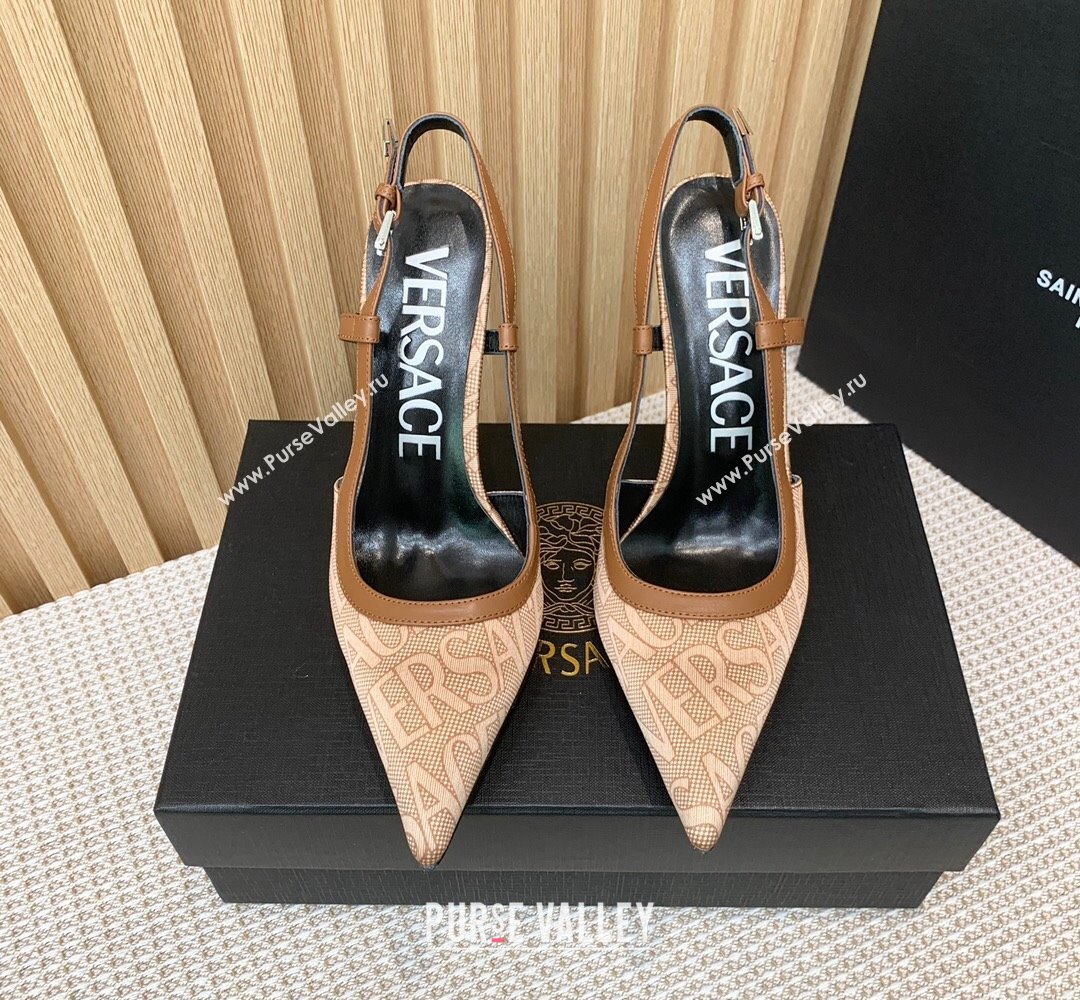 Versace Heel 11cm Allover Slingback Pumps Beige 2024 (keer-23121831)