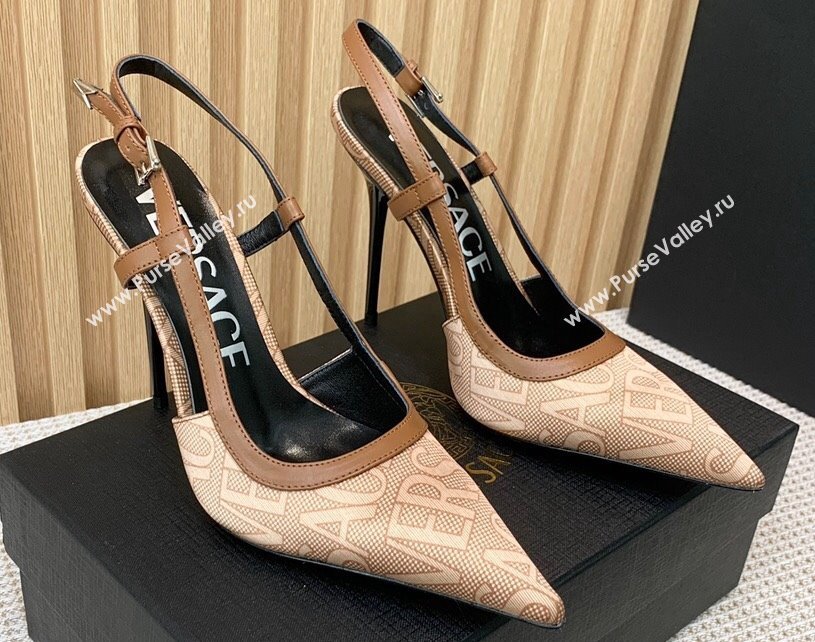 Versace Heel 11cm Allover Slingback Pumps Beige 2024 (keer-23121831)