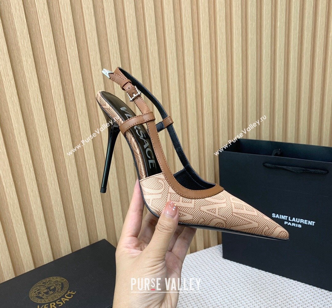 Versace Heel 11cm Allover Slingback Pumps Beige 2024 (keer-23121831)