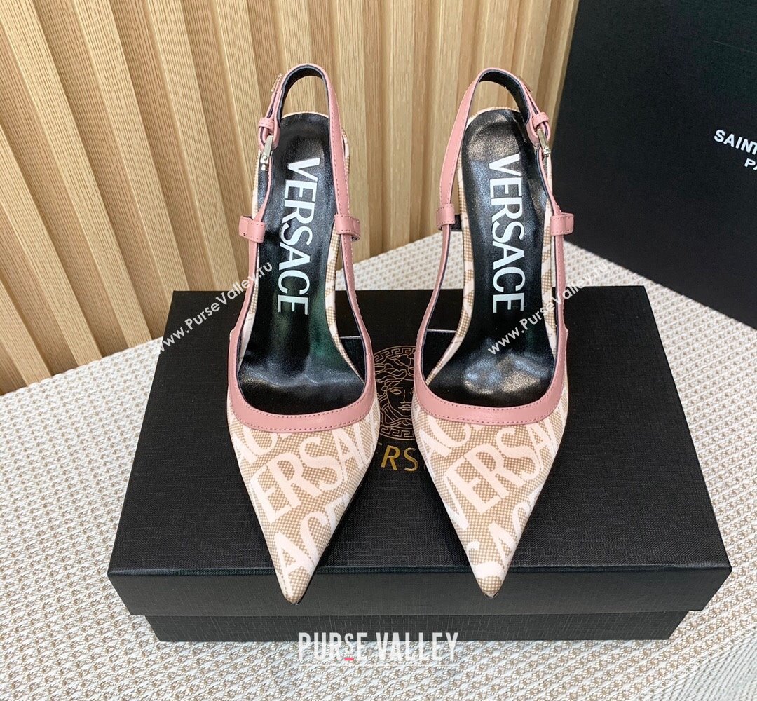 Versace Heel 11cm Allover Slingback Pumps Pink 2024 (keer-23121830)