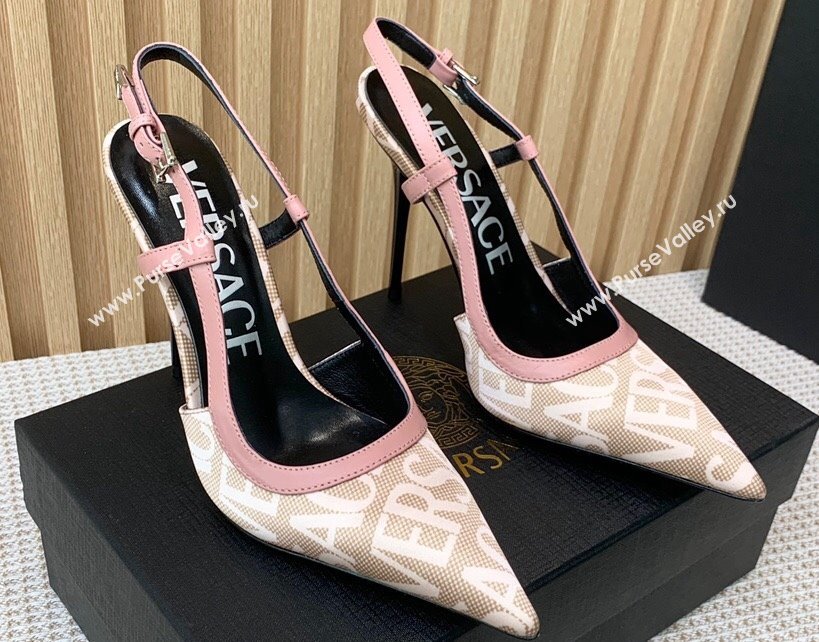 Versace Heel 11cm Allover Slingback Pumps Pink 2024 (keer-23121830)