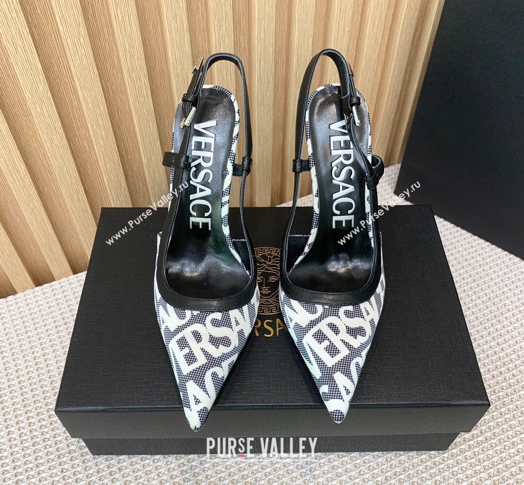 Versace Heel 11cm Allover Slingback Pumps Black 2024 (keer-23121829)