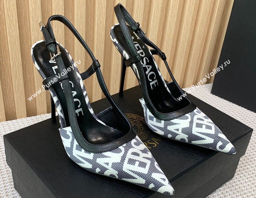 Versace Heel 11cm Allover Slingback Pumps Black 2024 (keer-23121829)