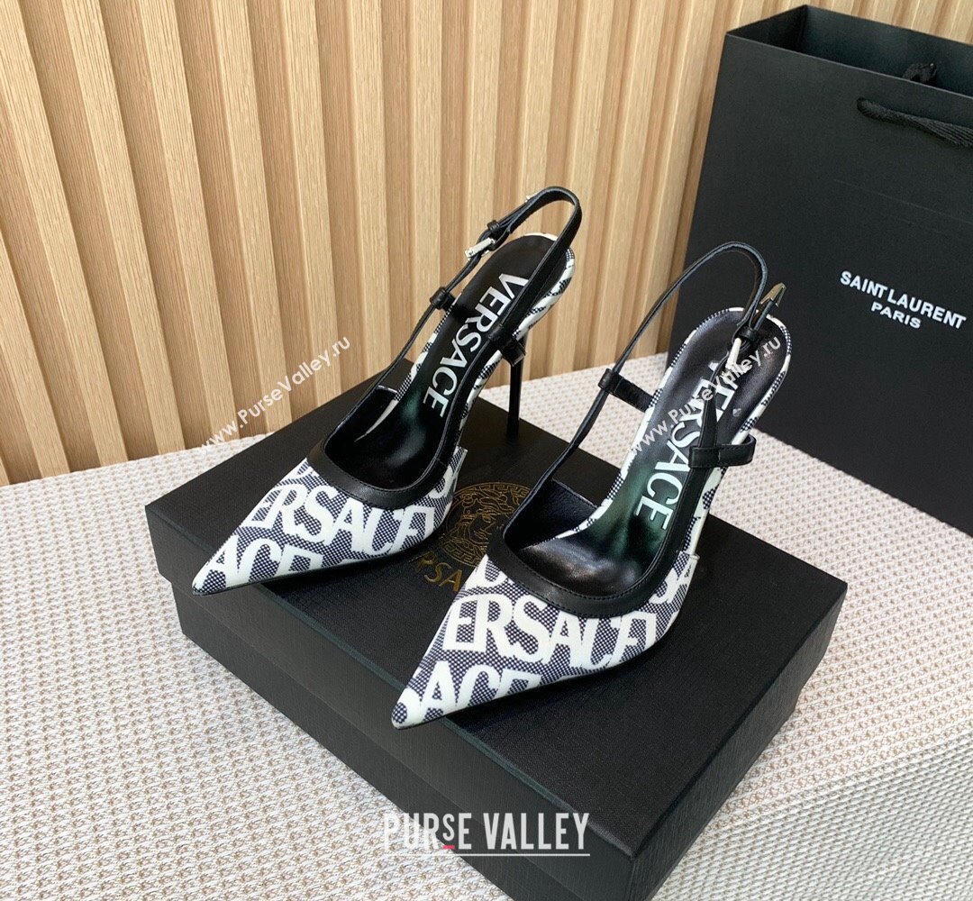 Versace Heel 11cm Allover Slingback Pumps Black 2024 (keer-23121829)