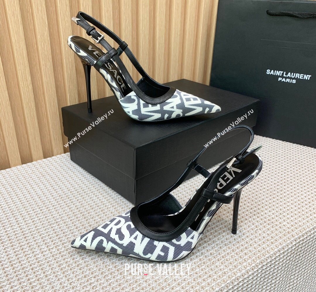 Versace Heel 11cm Allover Slingback Pumps Black 2024 (keer-23121829)