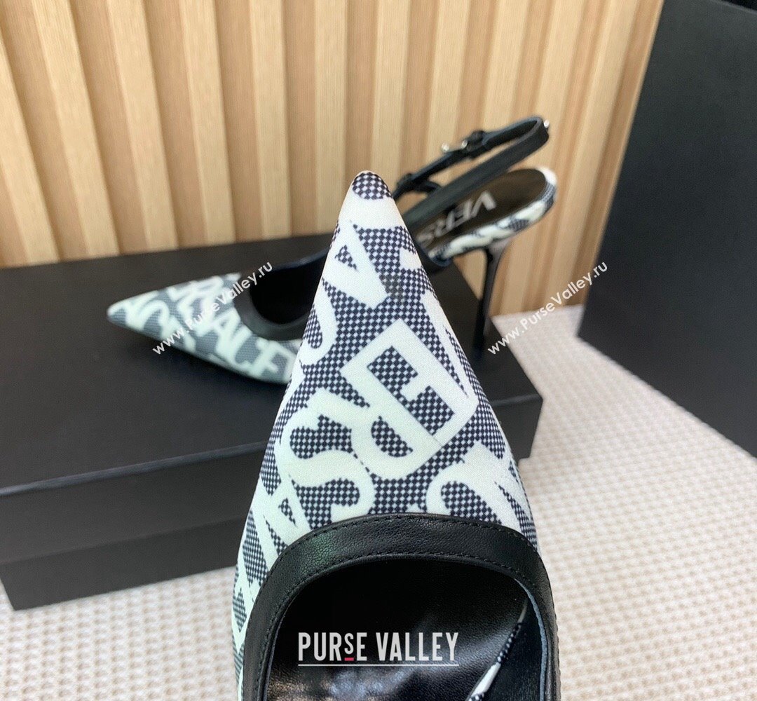 Versace Heel 11cm Allover Slingback Pumps Black 2024 (keer-23121829)