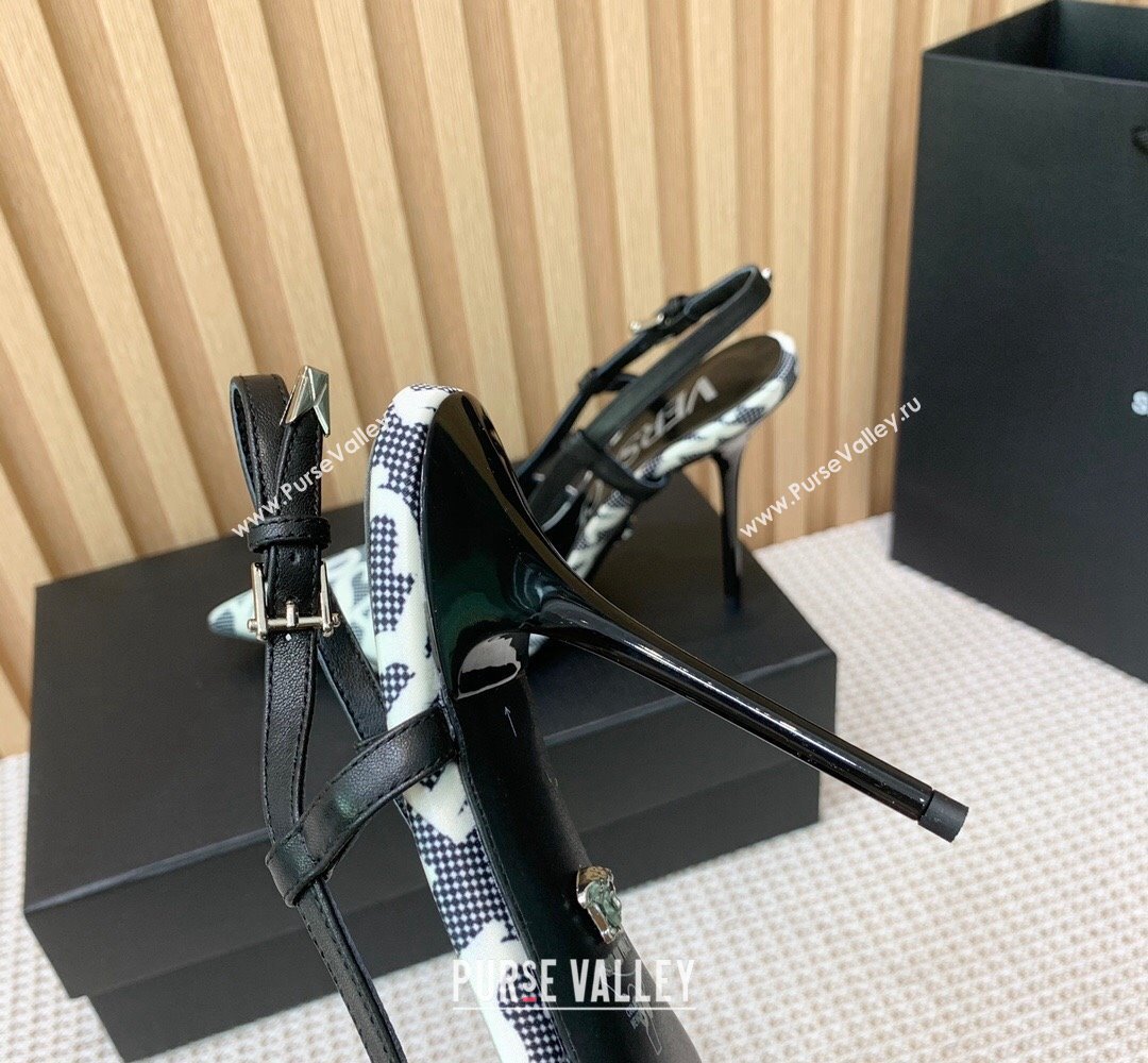 Versace Heel 11cm Allover Slingback Pumps Black 2024 (keer-23121829)