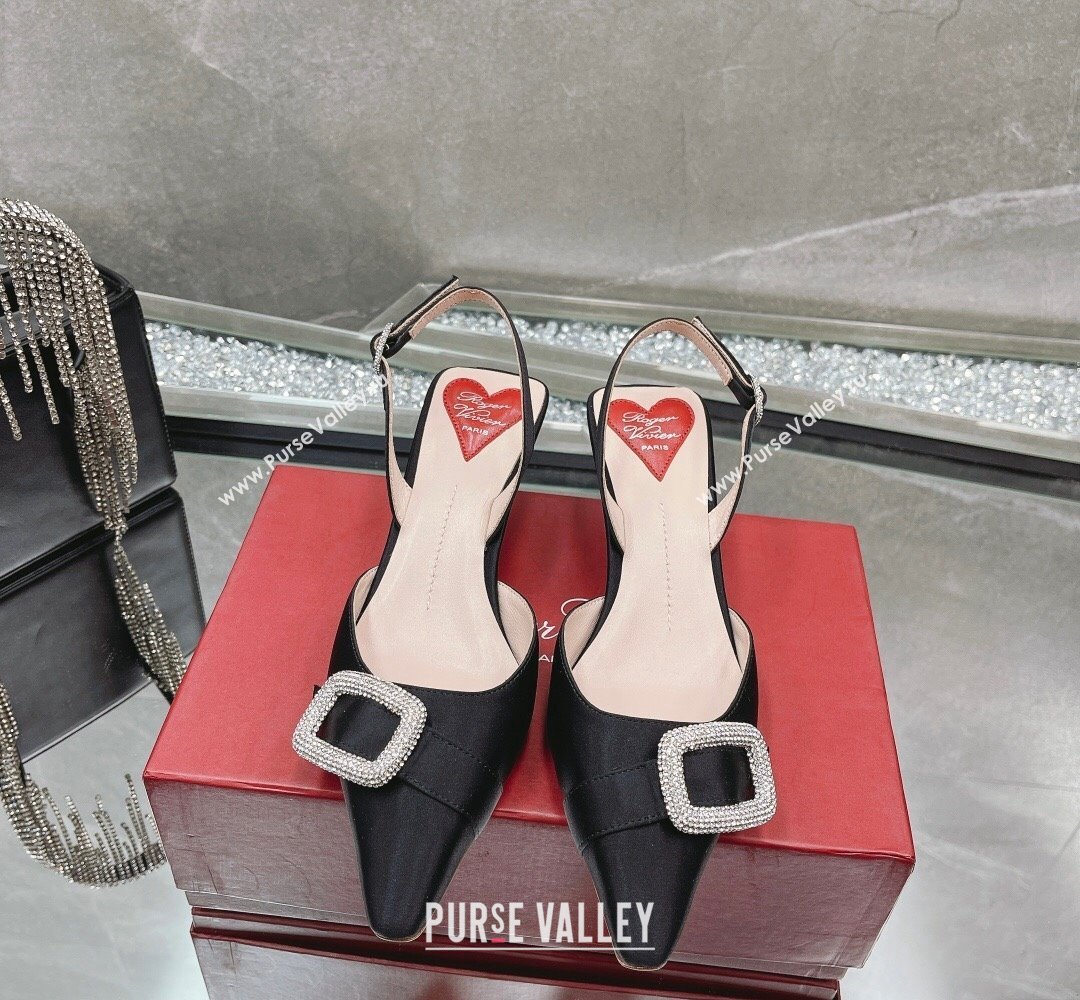 Roger Vivier Dorsay satin slingback pumps Black 2024 (modeng-23121811)