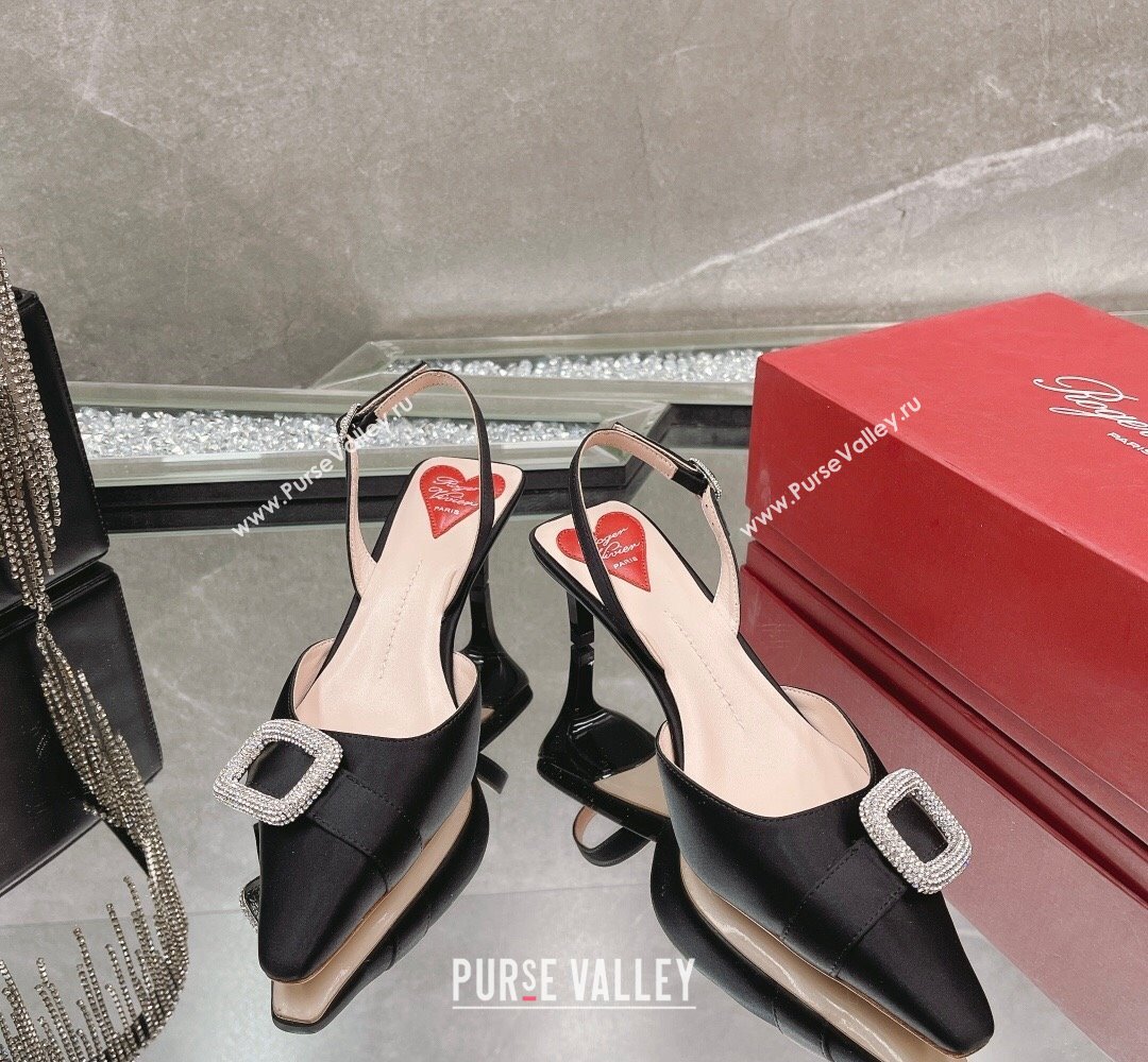 Roger Vivier Dorsay satin slingback pumps Black 2024 (modeng-23121811)