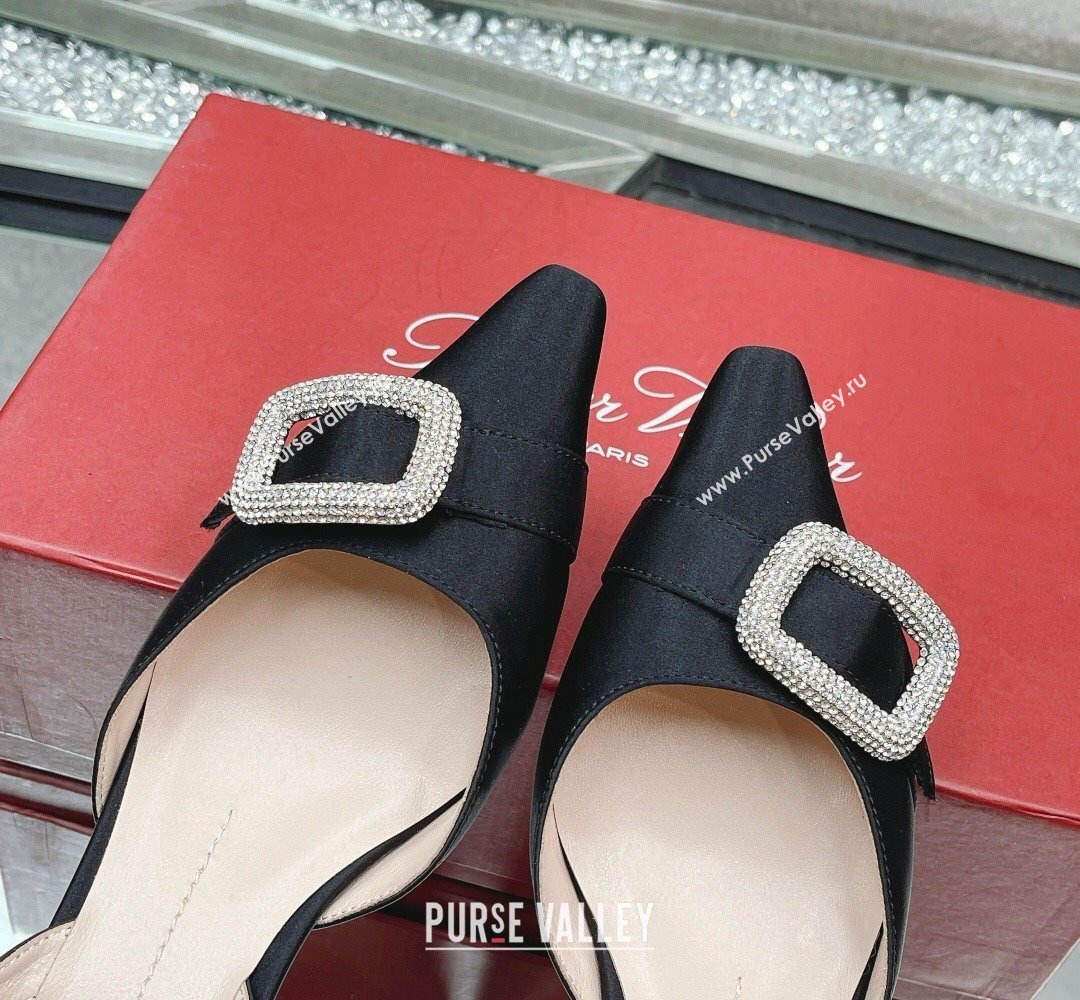 Roger Vivier Dorsay satin slingback pumps Black 2024 (modeng-23121811)