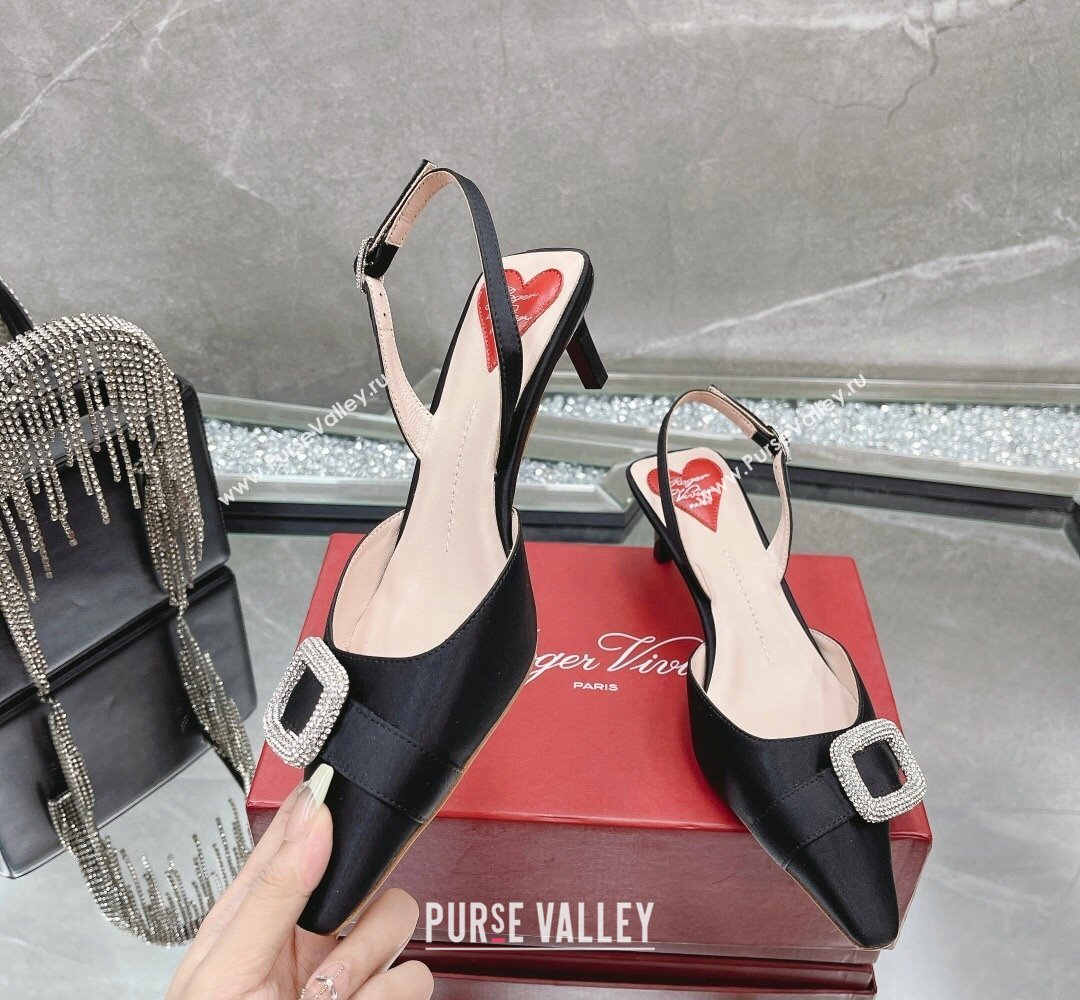 Roger Vivier Dorsay satin slingback pumps Black 2024 (modeng-23121811)