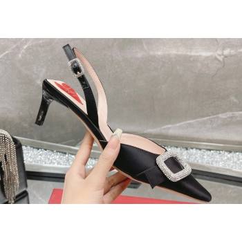 Roger Vivier Dorsay satin slingback pumps Black 2024 (modeng-23121811)