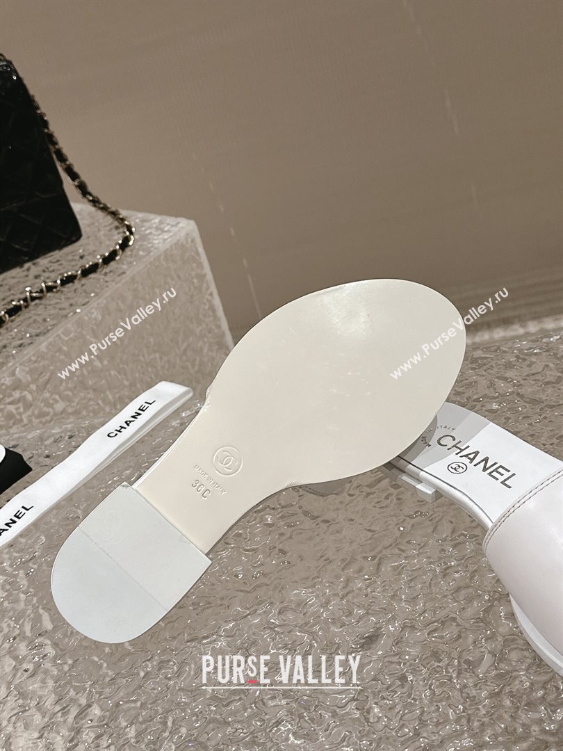 Chanel Shiny Calfskin Metal Mules G45172 White 2024 (modeng-23121907)