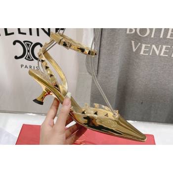 Valentino Rockstud Patent calfskin Sandals Gold Spring 2024 (clf-23121903)