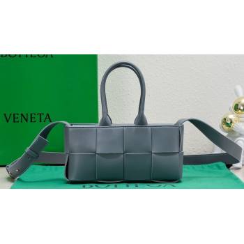 Bottega Veneta Mini East-West Arco Tote Intreccio leather bag with detachable strap AGATE GREY 2024 (misu-23122037)