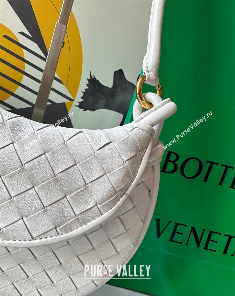 Bottega Veneta Small Gemelli Intrecciato leather shoulder bag 776764 White 2024 (wante-23122005)