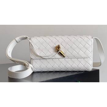 Bottega Veneta Mini Andiamo Cross-Body Intrecciato leather bag White with metallic knot closure 2024 (misu-23122033)